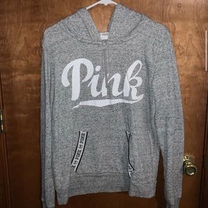 Light grey and white PINK quarter zip hoodie